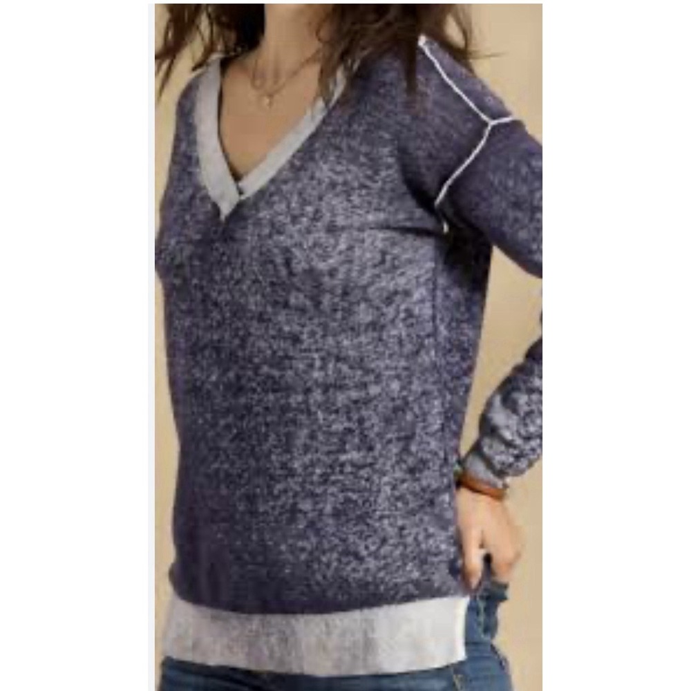 Sundance CeCe V-Neck Lightweight Cotton Sweater Size M High Low Boho